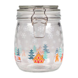 Tala Xmas 750ml Gingerbread Snowscene Glass Jar with SS clip and silicone seal