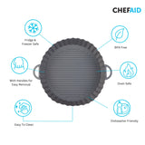 Chef Aid Round Air-Fryer Liner 21cm Dia.X 4cm Grooved Base for Increased Air-Flow Easy Cleaning