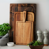 Tala Small Chunky Handled Board w Groove in Lacquered Acacia 350x180x20mm