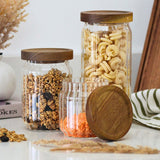 Tala Ribbed Glass Storage Jar with Acacia Lid 400ml