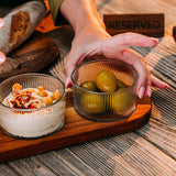 Tala Set of 3 Ribbed Glass Pinch Pots with Acacia Serving Tray 8.8 x 8.1 x 5.1cm 190ml