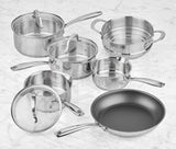 Tala Stainless Steel 6 Piece Cookware Set includes Milk Pan/ Fry Pan/ Saucepans and Multi Steamer