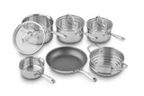 Tala Stainless Steel 6 Piece Cookware Set includes Milk Pan/ Fry Pan/ Saucepans and Multi Steamer