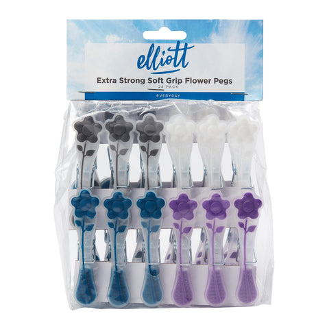 Elliott Extra Strong Soft Grip Flower Pegs 24 Pack