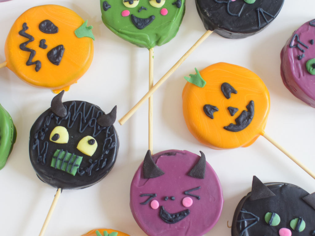 Dipped and Decorated Halloween Oreo Pops