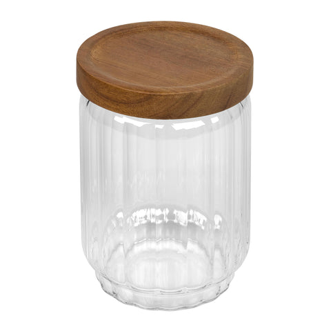 Tala Ribbed Glass Storage Jar with FSC Acacia Lid 600ml