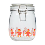 Tala Xmas 750ml Gingerbread Glass Jar with stainless steel clip and silicone sea