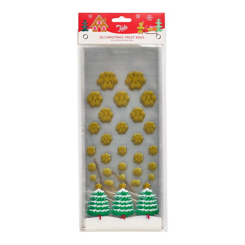 Tala Xmas 20 Christmas Tree Treat Bags 12.5 x 28.5 with gold twists