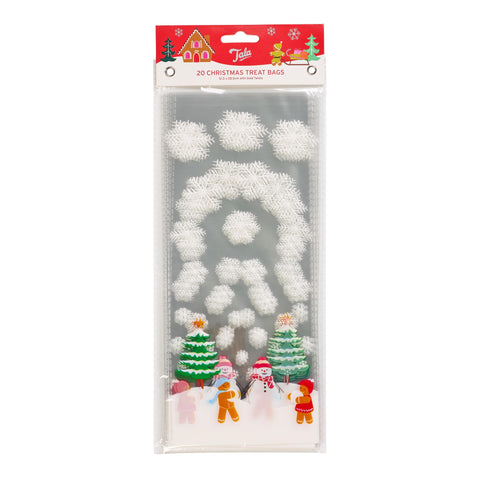Tala Xmas 20 Snowman Scene Treat Bags 12.5 x 28.5 with gold twists