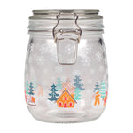 Tala Xmas 750ml Gingerbread Snowscene Glass Jar with SS clip and silicone seal