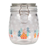 Tala Xmas 750ml Gingerbread Snowscene Glass Jar with SS clip and silicone seal