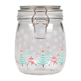 Tala Xmas 750ml Snowman Snowscene Glass Jar with SSl clip and silicone seal