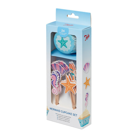 Tala Mermaid Cupcake Set 24 Cupcake Cases and Toppers Cases 7cm x 3cm