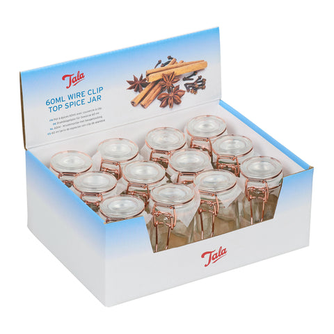 Tala Copper Wire effect Cliptop 60ml Spice Jar CDU of 12