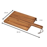 Tala Large Chunky Handled Board w Groove & Leather Tie in Lacquered Acacia