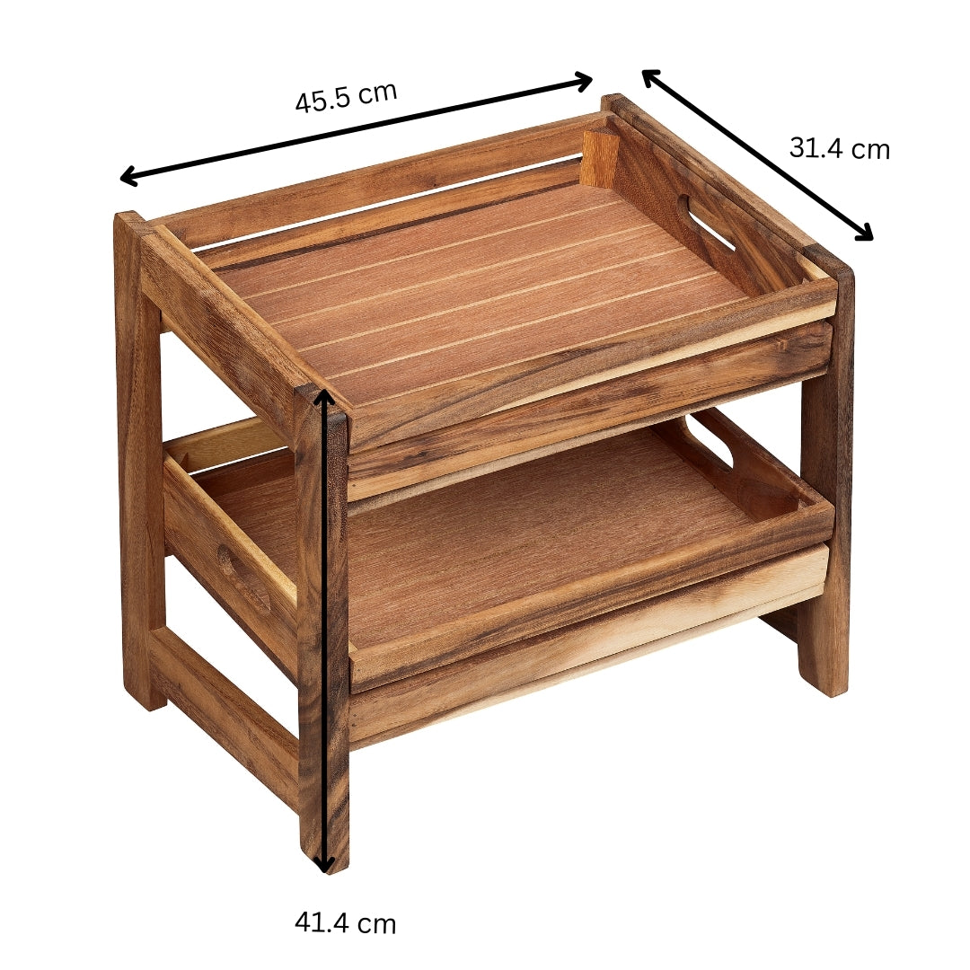 Tala Large Display Rack w 2 Large Plain Crates in Natural Acacia - 455 ...