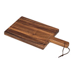 Tala Small Chunky Handled Board w Groove & Leather Tie in Lacquered Acacia