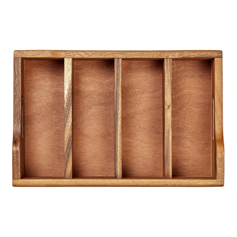 Tala Extra Large Cutlery Tray w 4 Compartments in Natural Acacia