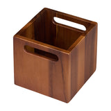 Tala Lacquered Acacia Square Cutlery Box w 2 Carry Handles 145x145x145mm