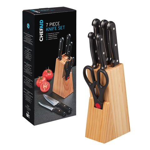 The Chef Aid Knife Block is a 7-Piece Set