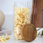 Tala Ribbed Glass Storage Jar with FSC Acacia Lid 990ml