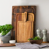 Tala Large Chunky Handled Board w Groove & Leather Tie in Lacquered Acacia