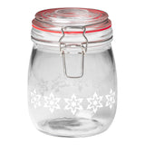 Tala 750ml Snowflake Glass Jar with stainless steel clip and red silicone seal
