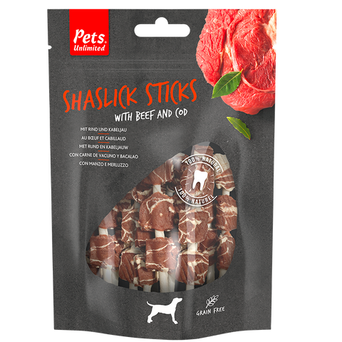 Pets Unlimited 226869 Shaslick Sticks - Beef 100g