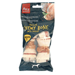 Pets Unlimited Tricolor Chewy Bone With Chicken Medium